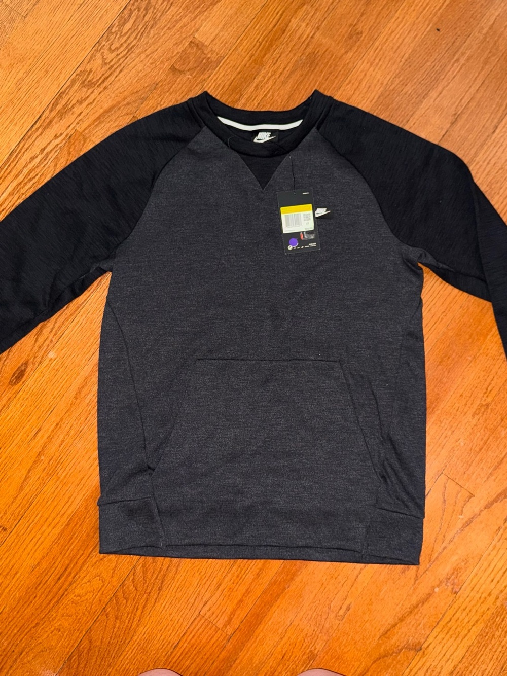 Nike Men’s Charcoal Body with Black Raglan Sleeve Crewneck